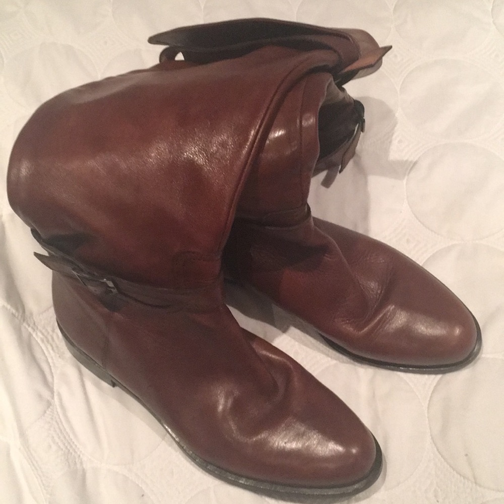 Brown leather riding style boots